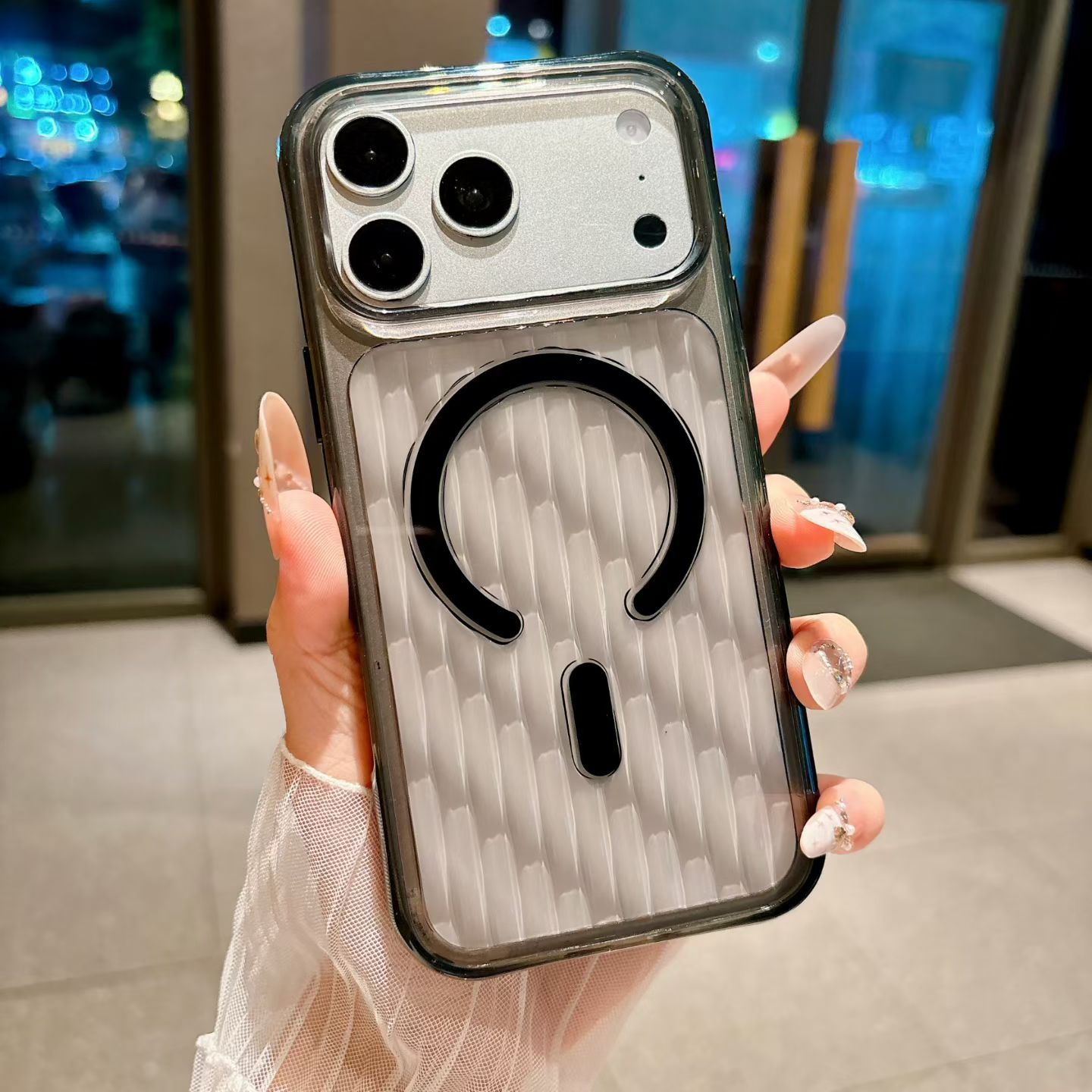 Magnetic Matte Vertical-Stripe Suitcase-Style iPhone Case