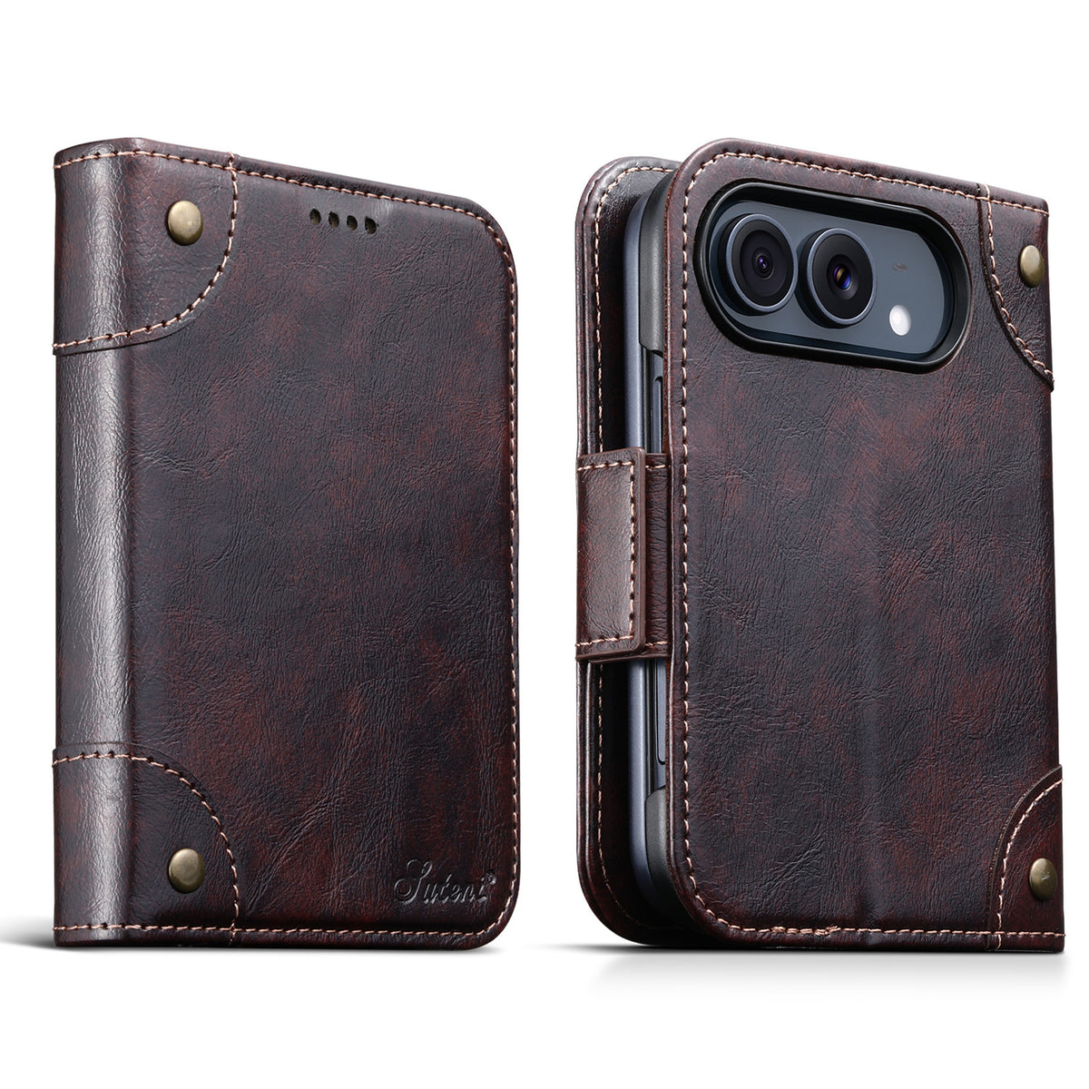 Folio-style card-holder leather case for iPhone Duo