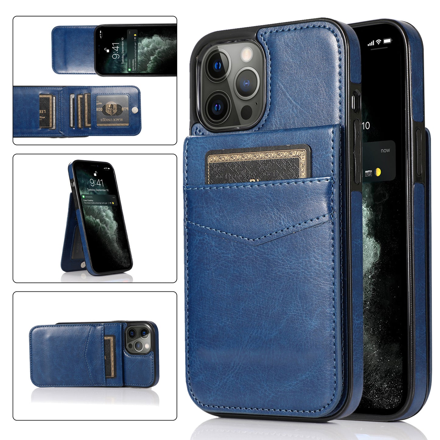Flip-top solid color SIM card slot leather case for Apple iPhone