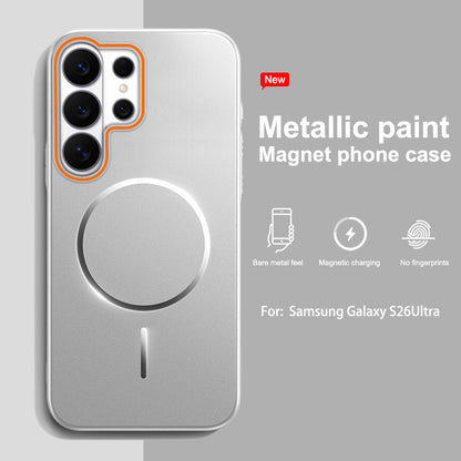 Full-coverage painted Samsung phone case with thin magnetic closure