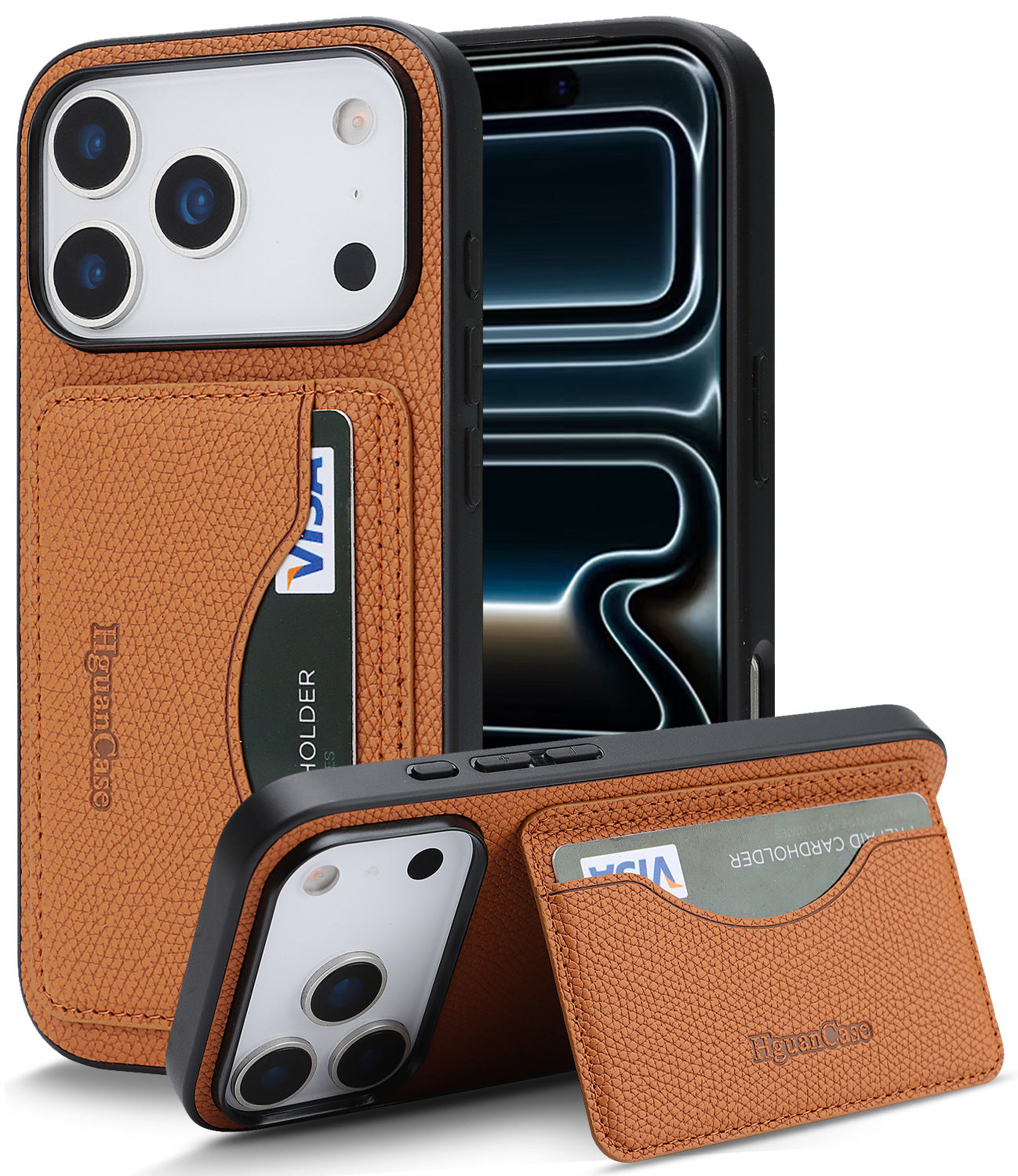 Apple phone case with stand and card slot