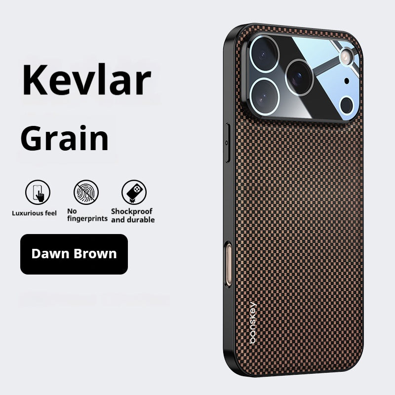 Kevlar carbon fiber pattern lens film anti-drop Apple phone case