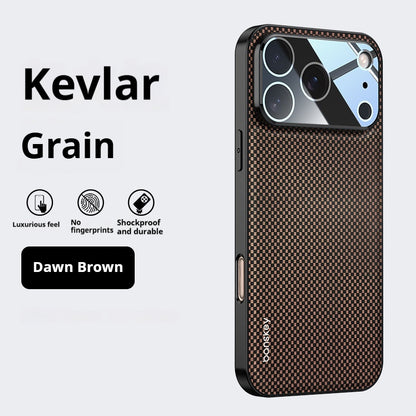 Kevlar carbon fiber pattern lens film anti-drop Apple phone case
