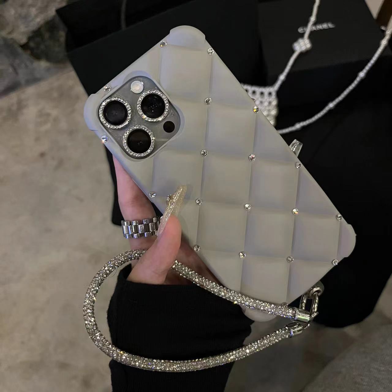Luxury Skin-like Rhinestone Apple Phone Case