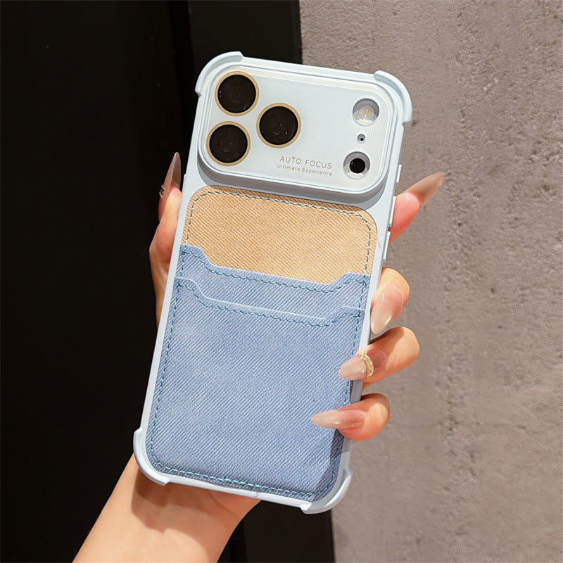 Leather SIM card slot four-corner anti-drop iPhone case