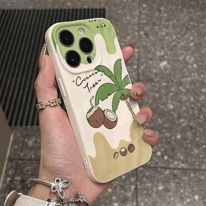 Summer Coconut Tree Wrinkled Texture Apple Phone Case
