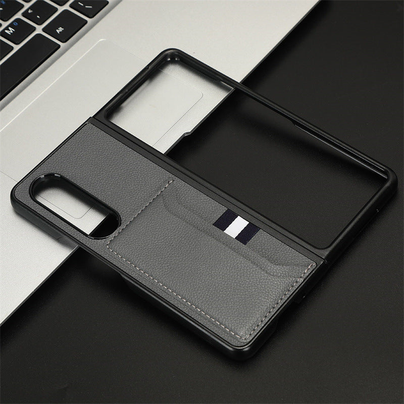 Litchi pattern card slot sticker Samsung Z Fold mobile phone case