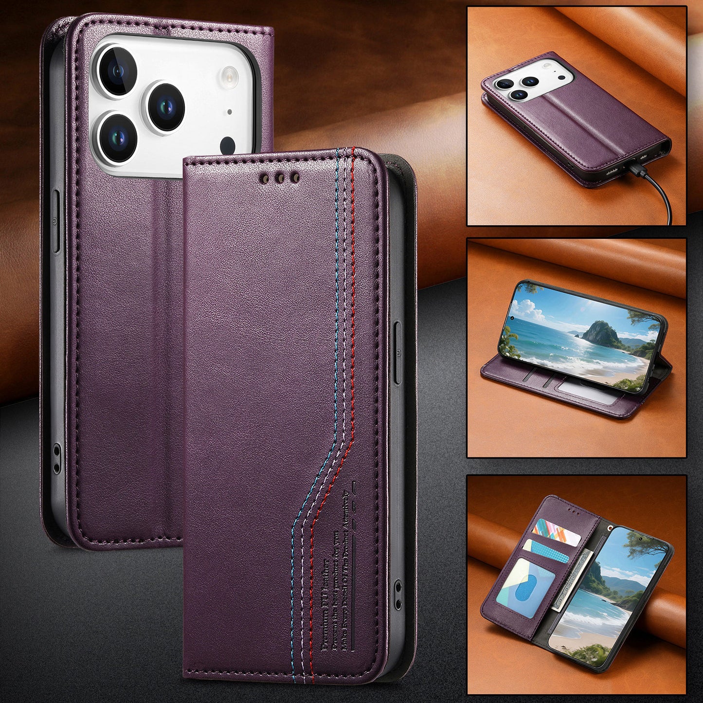 Business flip magnetic Apple phone case