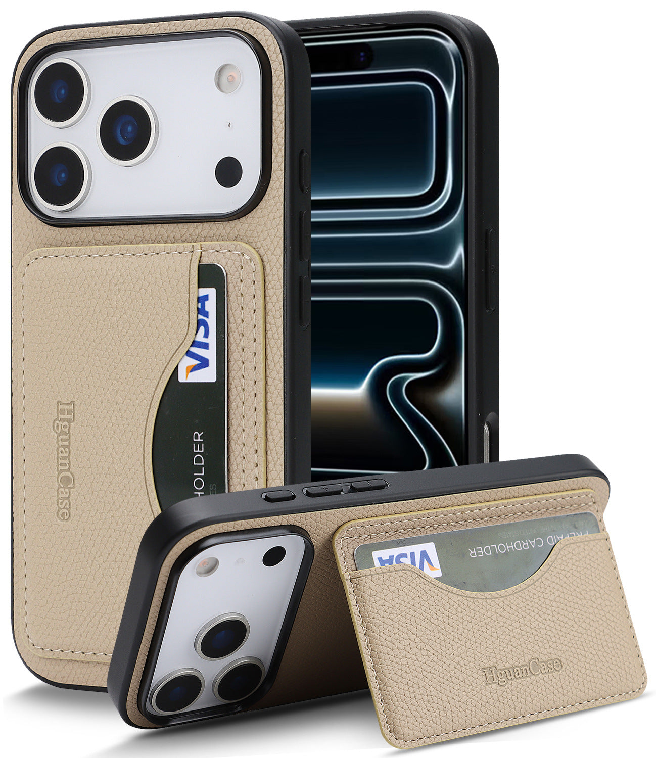 Apple phone case with stand and card slot