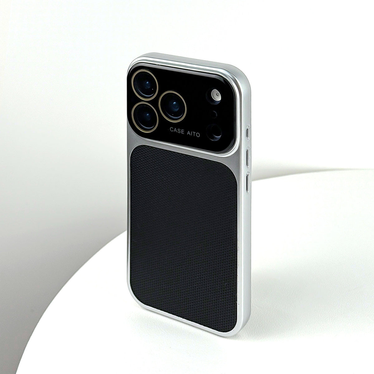 Waffle-pattern full-coverage iPhone case with large camera window cutout