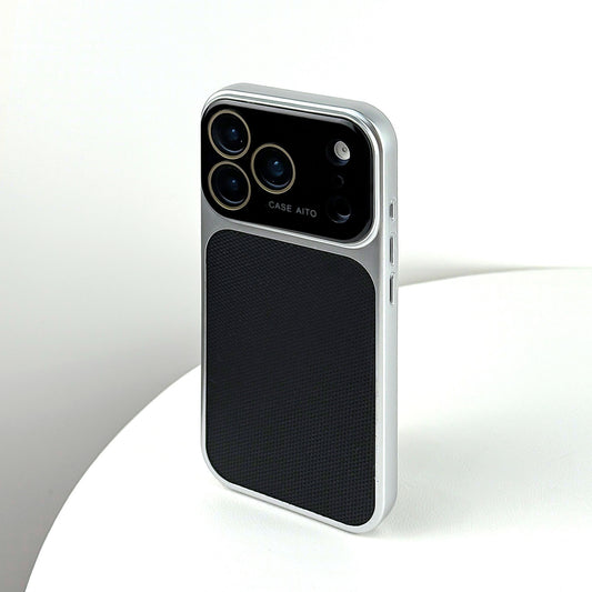Waffle-pattern full-coverage iPhone case with large camera window cutout