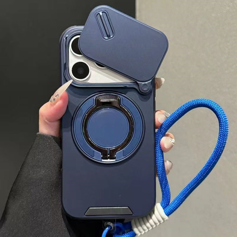 Skin-feel lens cover holder magnetic Apple phone case