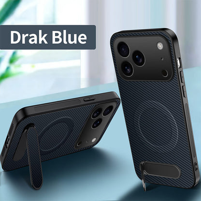 Carbon fiber textured magnetic stand Apple phone case