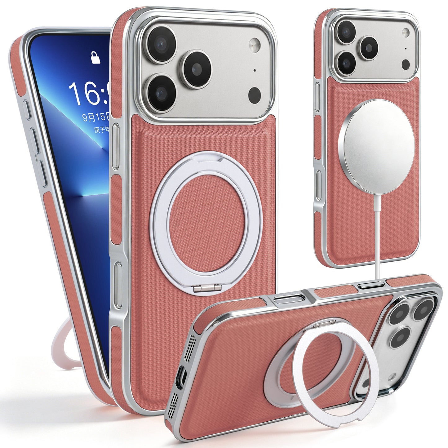 High-end magnetic leather stand Apple phone case