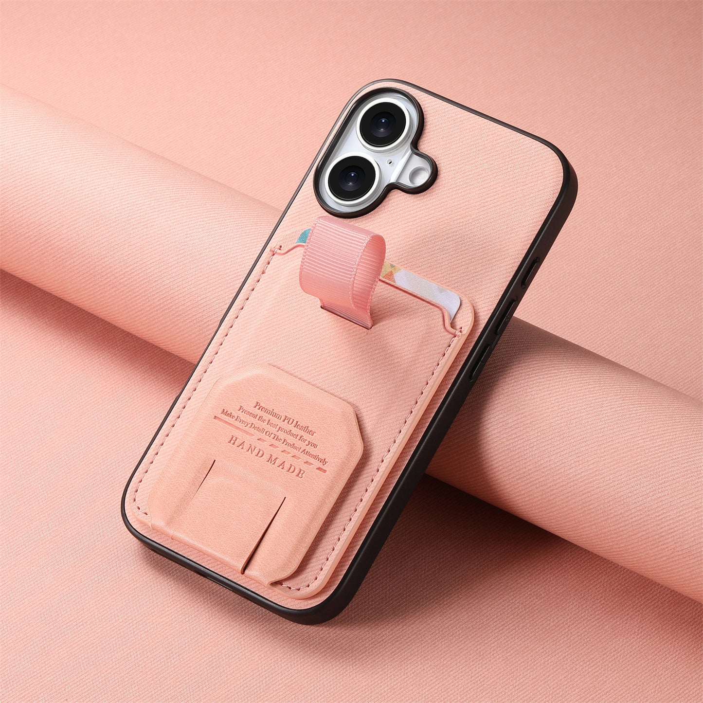 Minimalist solid-color shockproof iPhone case with kickstand
