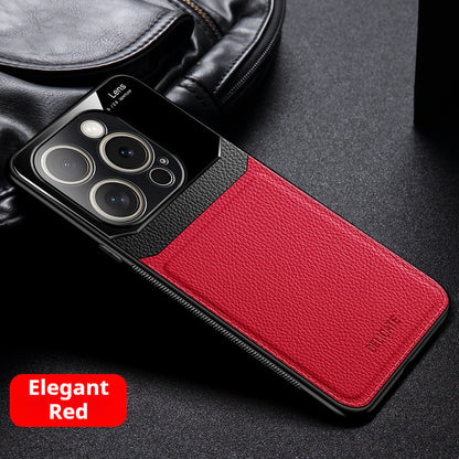 Simple leather-textured Apple phone case