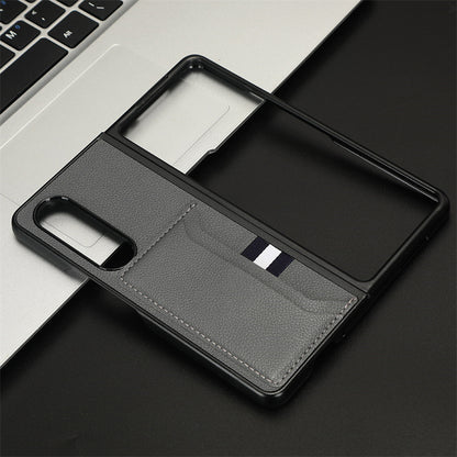 Litchi pattern card slot sticker Samsung Z Fold mobile phone case