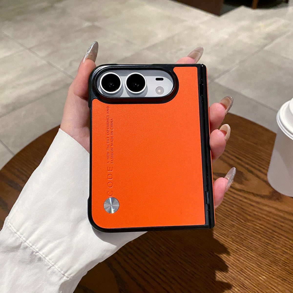 Solid-color vegan leather case for Apple Duo