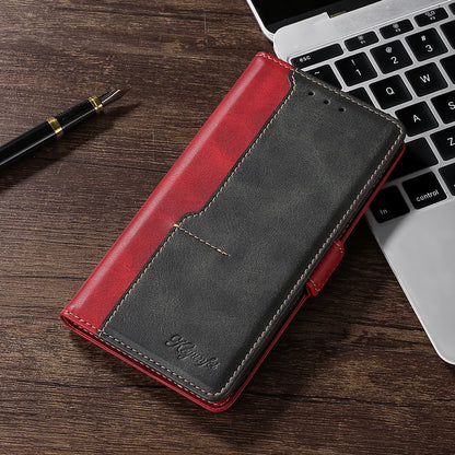 Color-blocked leather flip case with card slot Samsung phone cases