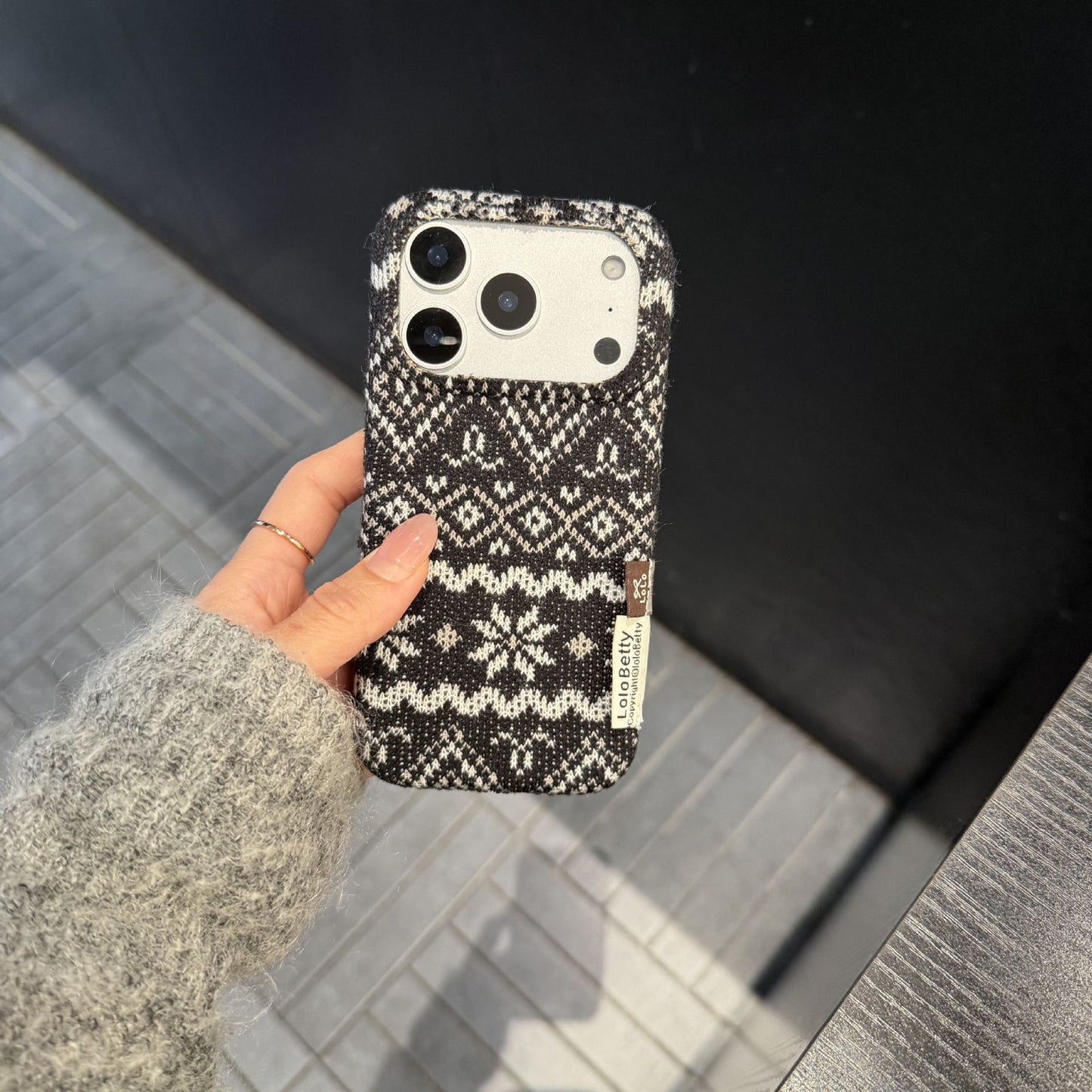 Vintage British-style velvet iPhone case