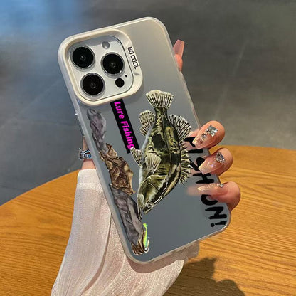 Lure Fishing Themed Silver Apple iPhone Hard Case