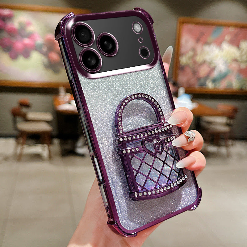 Quicksand Mirror Stand Glitter Bag Apple Phone Case