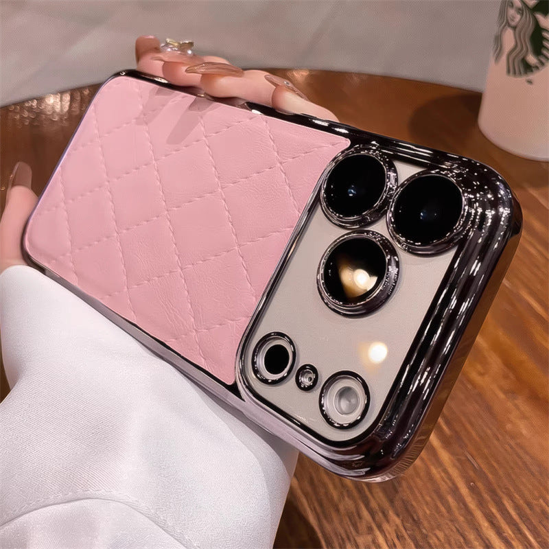 Electroplated leather Chanel-style iPhone case