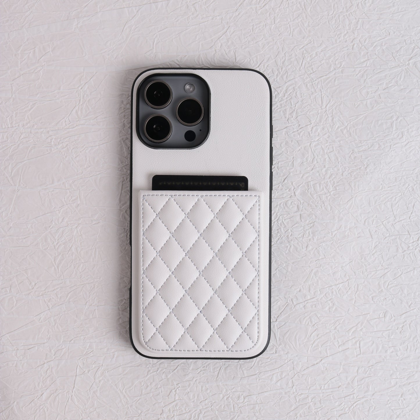 Minimalist Quilted-Style Lambskin-Texture iPhone Case
