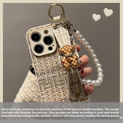 Chanel style braided leather bear apple phone case