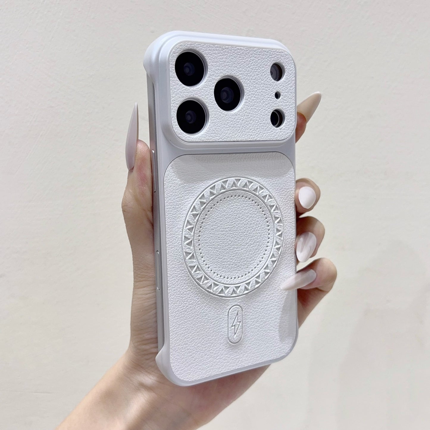 Lychee-patterned frameless magnetic Apple phone case