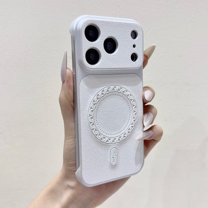 Lychee-patterned frameless magnetic Apple phone case