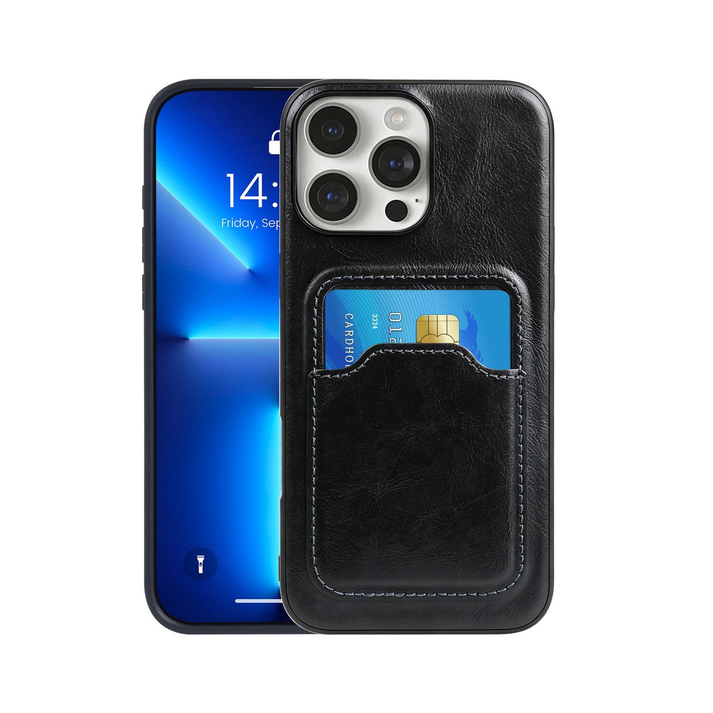 Minimalist Retro PU Leather iPhone Case with Integrated Card Holder