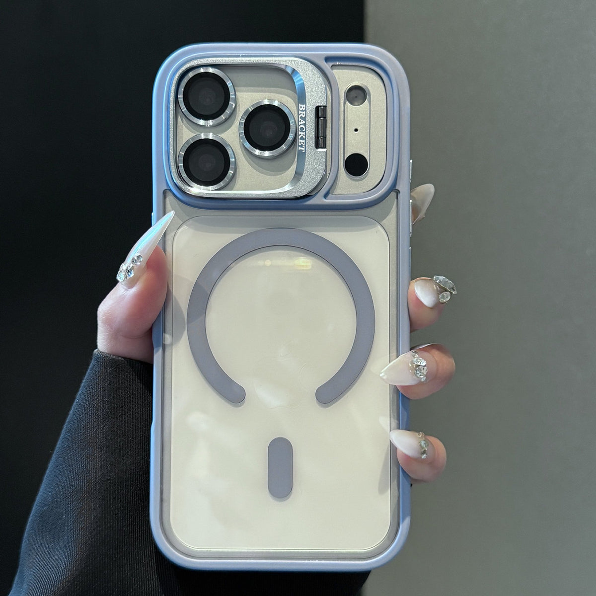 Transparent Matte Magnetic Lens-Holder iPhone Case