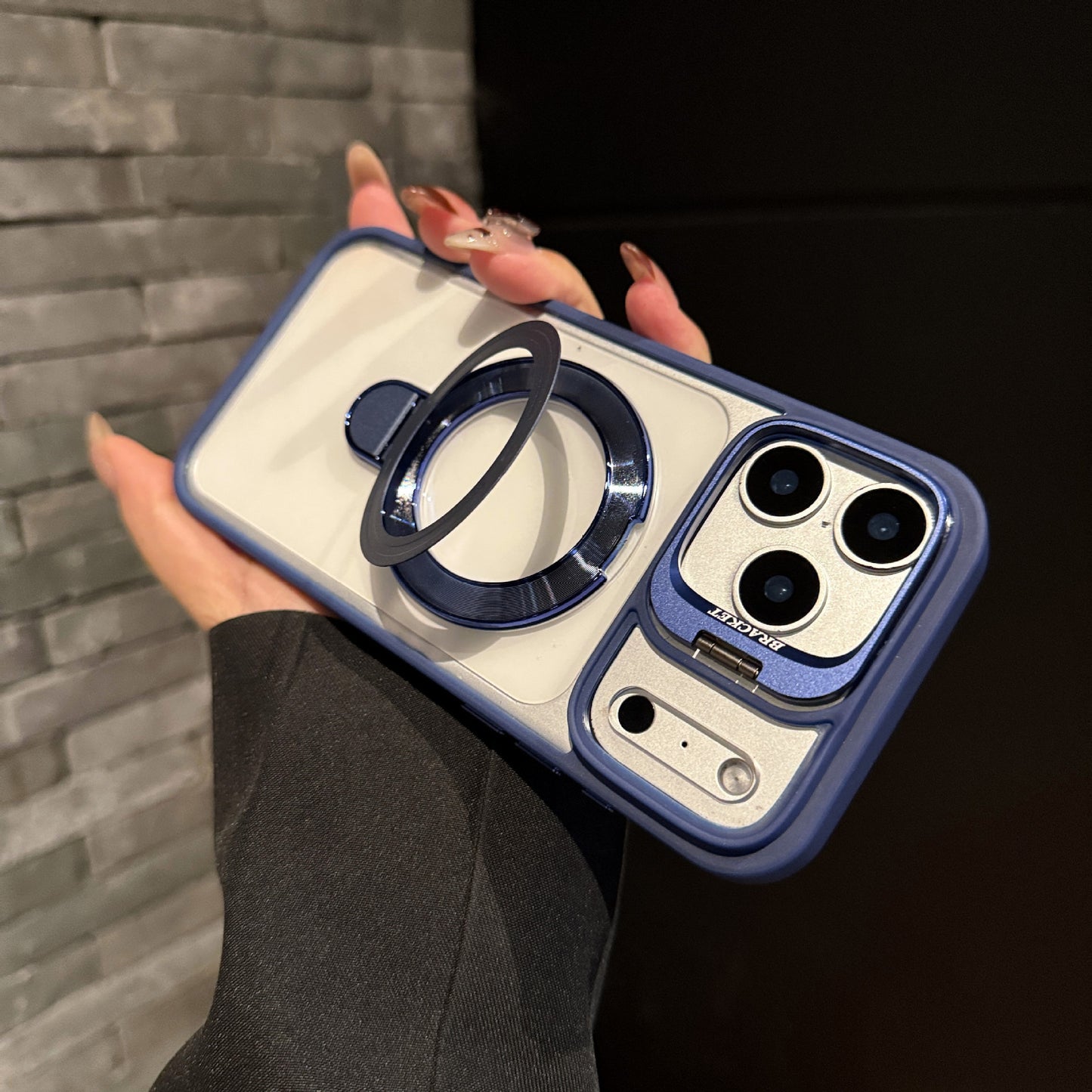 Magnetic Acrylic iPhone Case with Dual Lens Cover Brackets