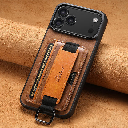 Card insert wrist strap ring buckle Apple phone case