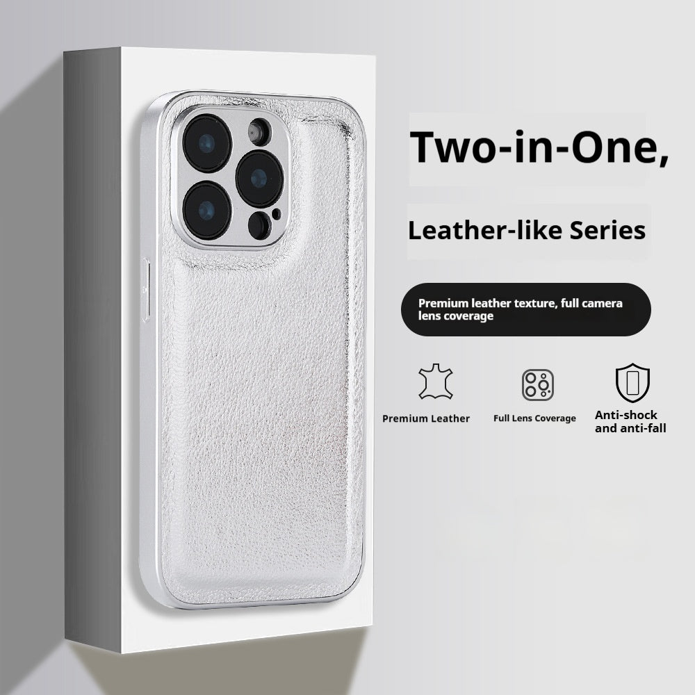 Niche two-in-one litchi pattern Apple mobile phone case