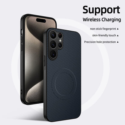 Carbon fiber textured magnetic Samsung phone case