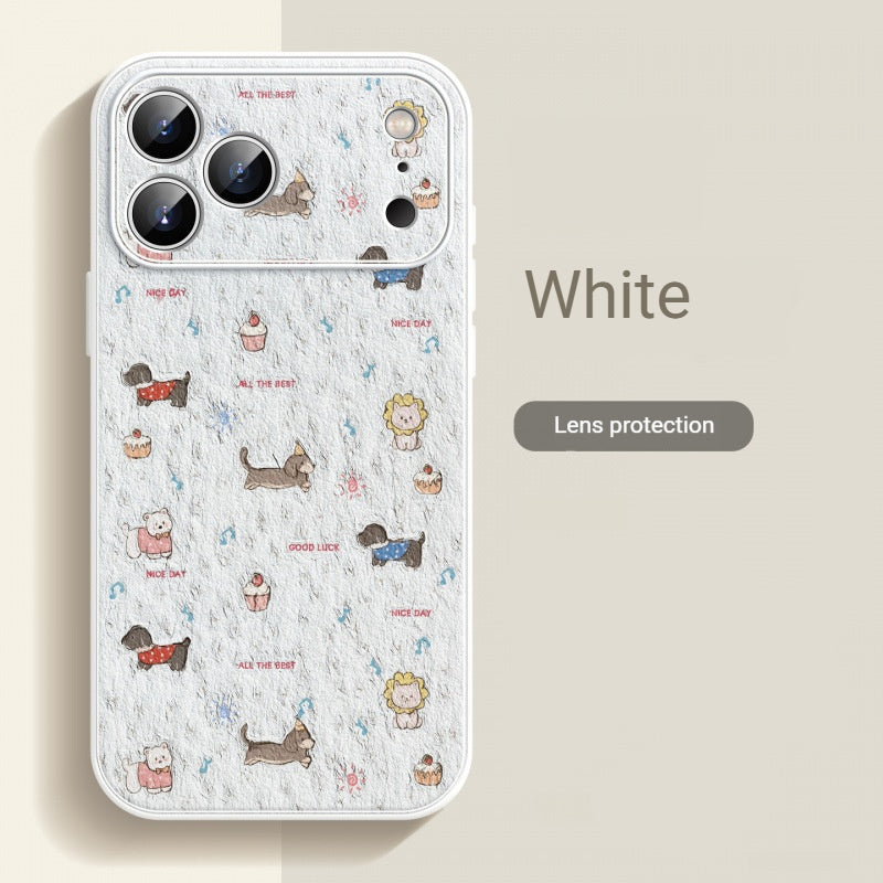 Oil painting dog party lambskin iPhone case