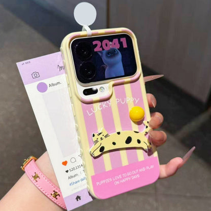 Striped cat-themed anti-drop iPhone case