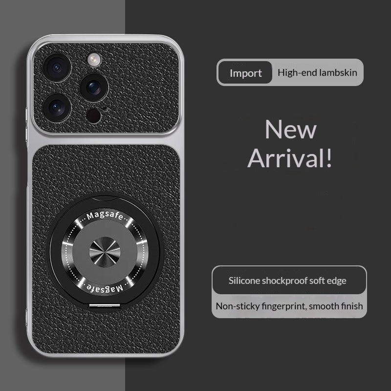 Skin-friendly lambskin magnetic stand Apple phone case