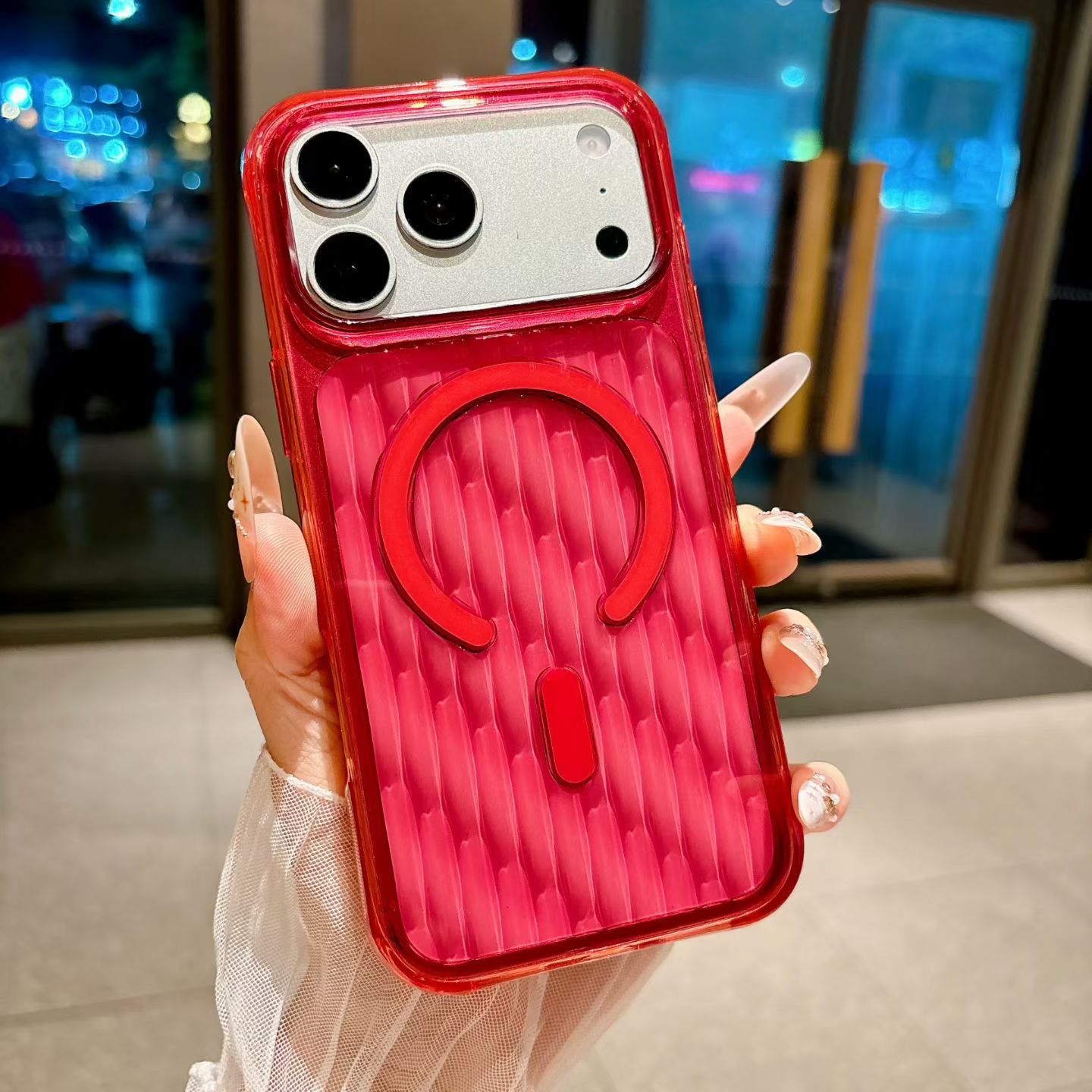 Magnetic Matte Vertical-Stripe Suitcase-Style iPhone Case
