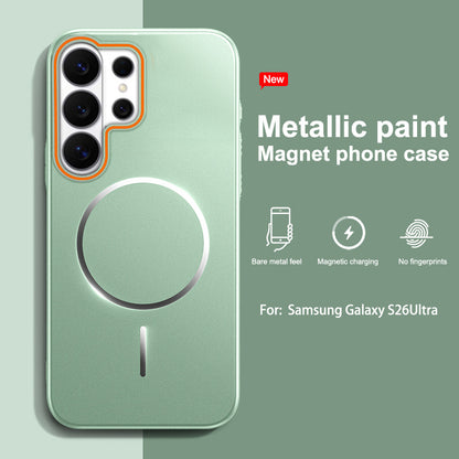 Full-coverage painted Samsung phone case with thin magnetic closure