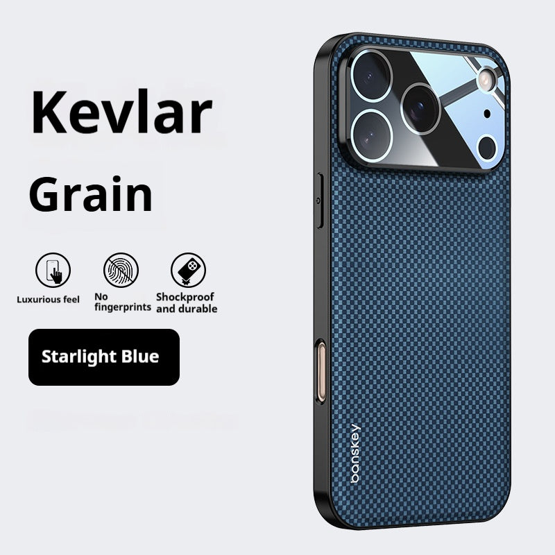 Kevlar carbon fiber pattern lens film anti-drop Apple phone case
