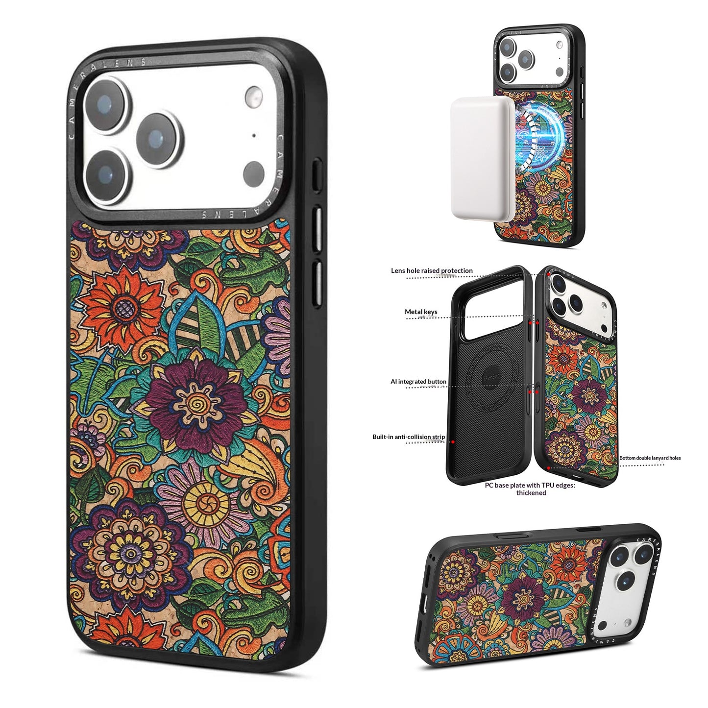 Magnetic Cork-Embroidered iPhone Case