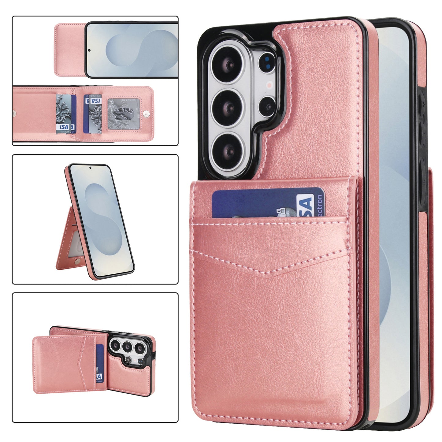 Flip-style solid color SIM card slot leather case for Samsung phones