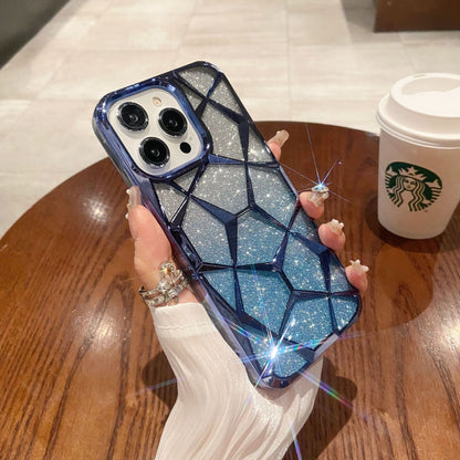 Electroplated diamond-patterned gradient glitter Apple phone case
