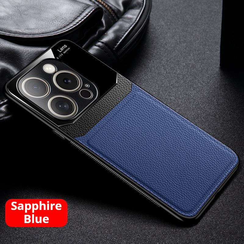 Simple leather-textured Apple phone case