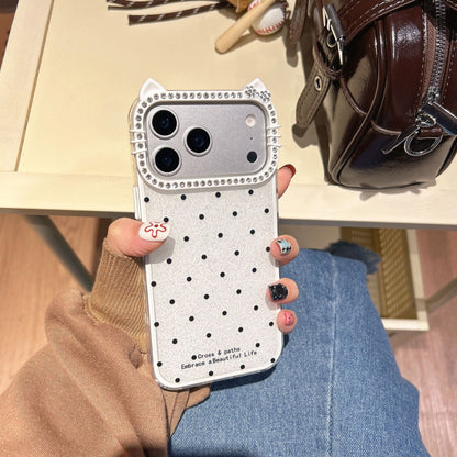 Polka dot cat ear fashion Apple phone case