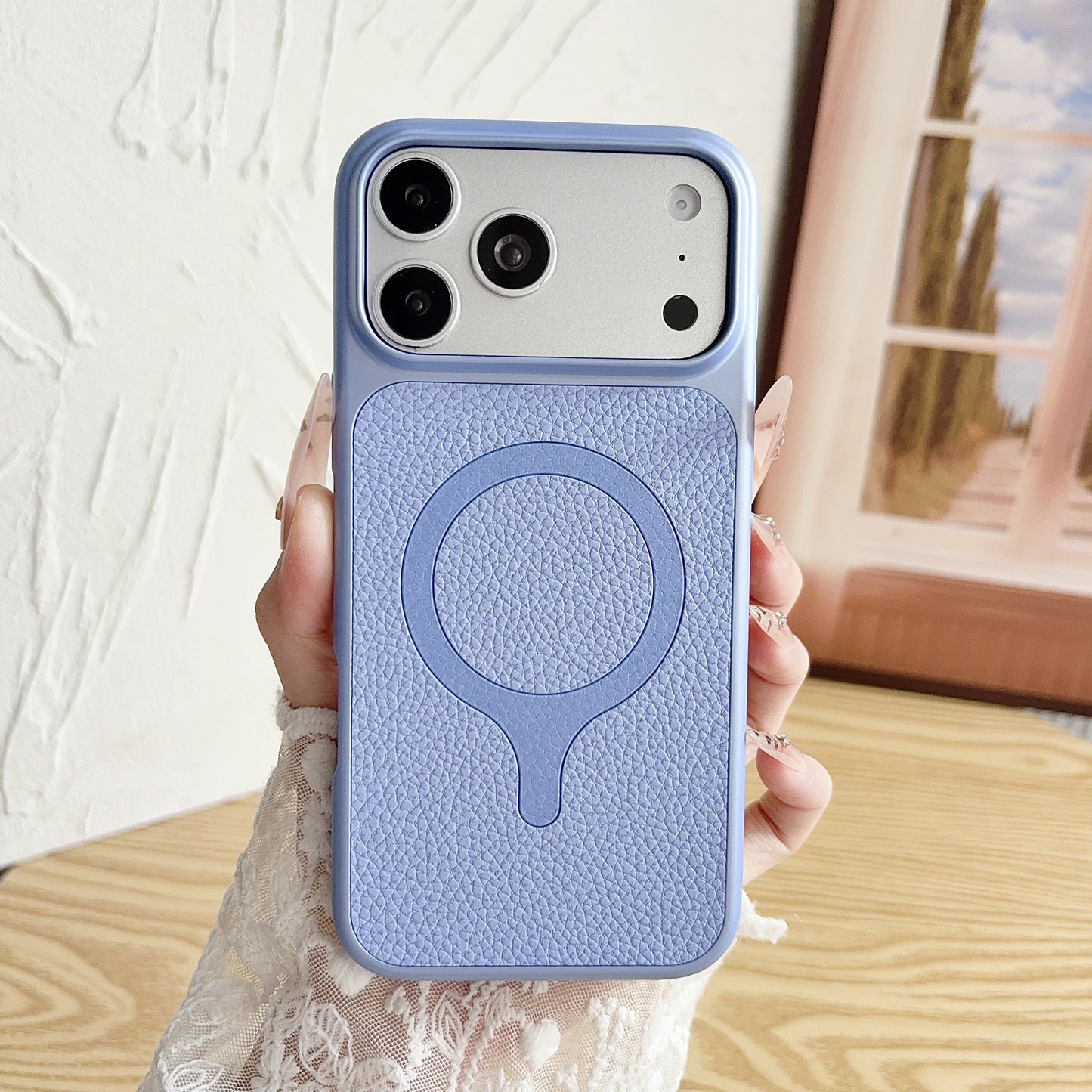 Racket-shaped magnetic leather-textured Apple phone case