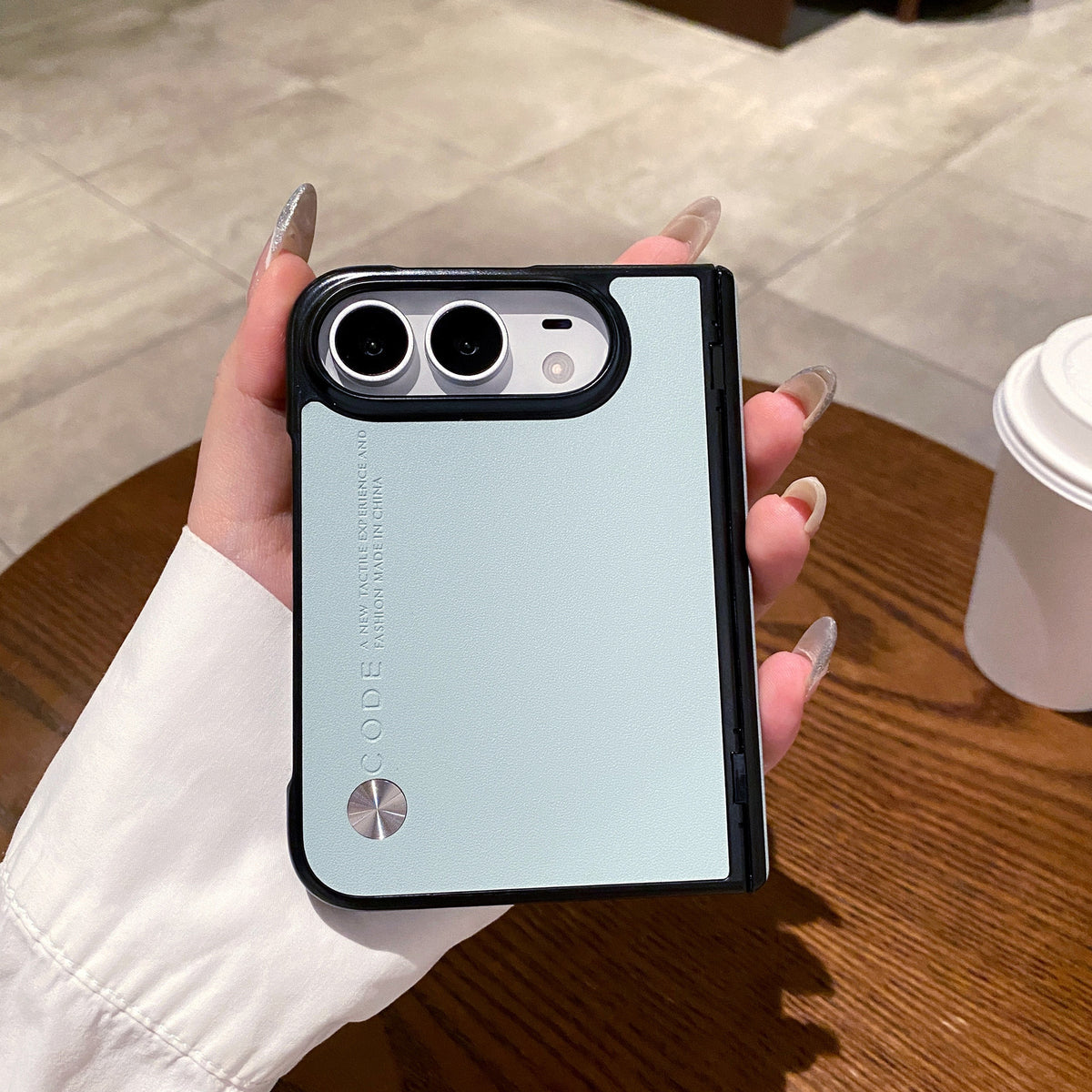 Solid-color vegan leather case for Apple Duo